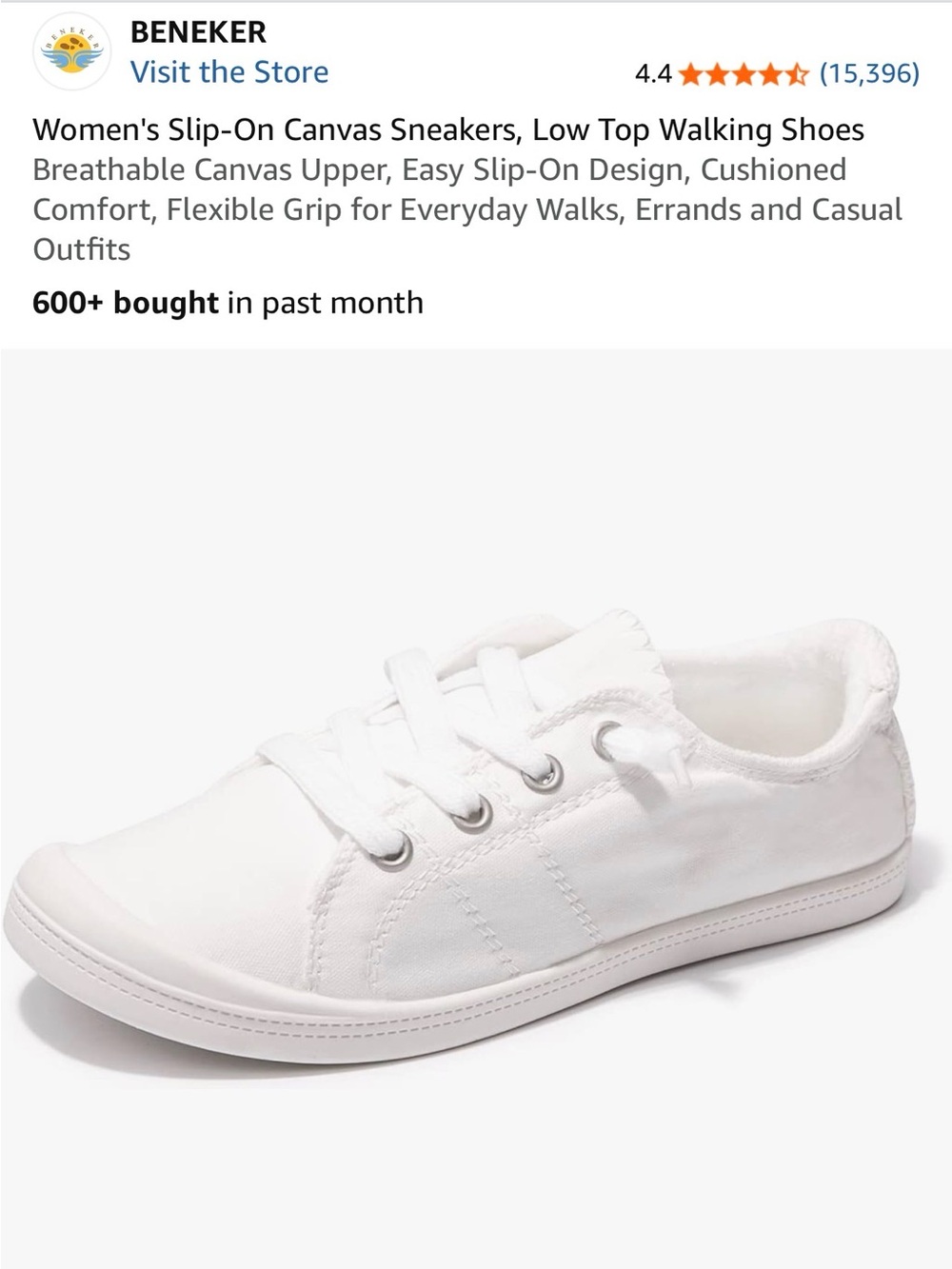 NWT- Beneker Women's White Slip-On Canvas Sneaker- size 10
